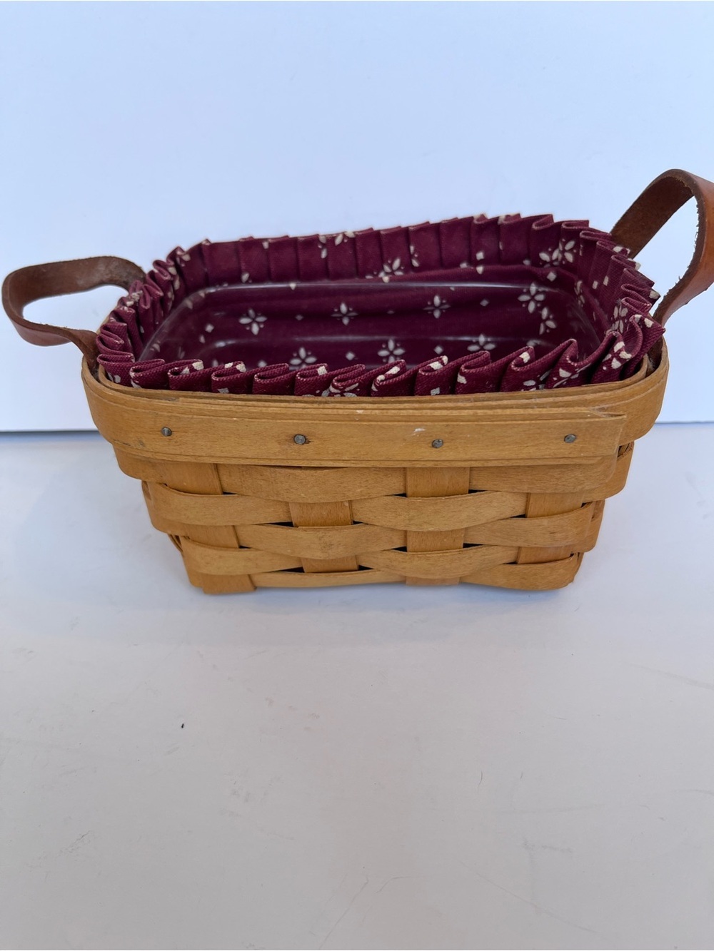Vintage Longaberger Basket Small Market Basket Red Liner Farmhouse 1998
